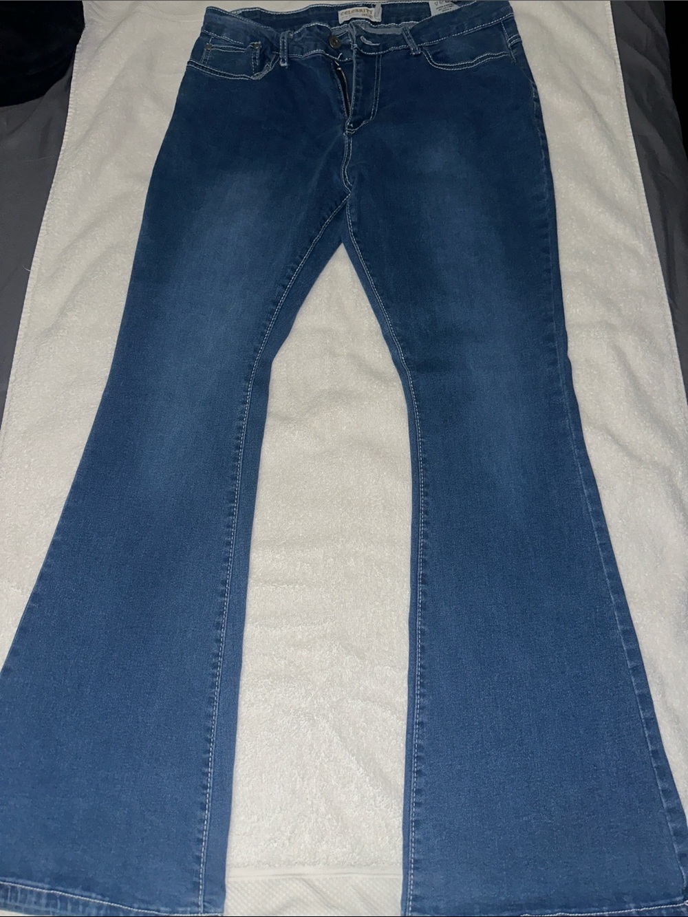 Classic Blue Flare Jeans - Wide Leg Stretch Denim